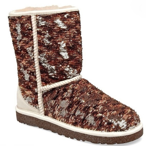 UGG Australia Sequin Brown and Silver Boots size 9 - Picture 1 of 12